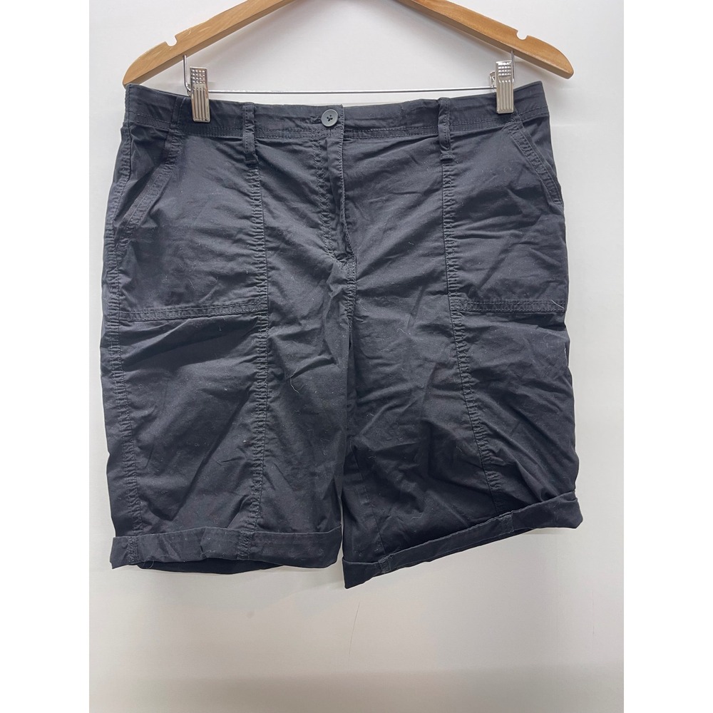 Chicos‎ Black Utility Shorts Womens Size 1 US 8 Elastic Waist Cotton Stretch